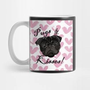 Pug Lover Home Decor & Gifts Funny Quote Pugs & Kisses! Cute Black Pug Mug